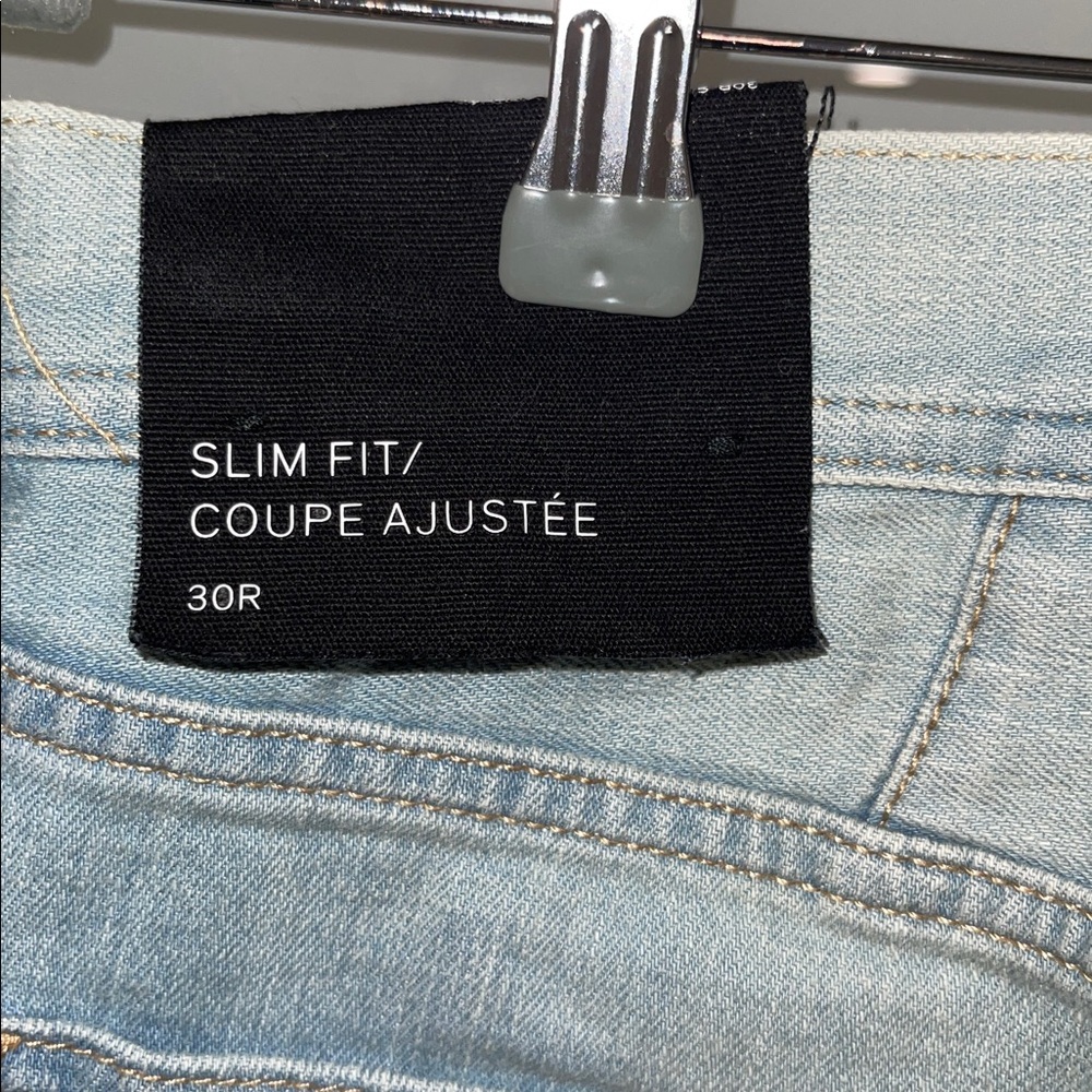 Armani Exchange Light Blue Distressed Slim 5 pocket Jeans NWT 30 x 33 30R - Picture 4 of 13